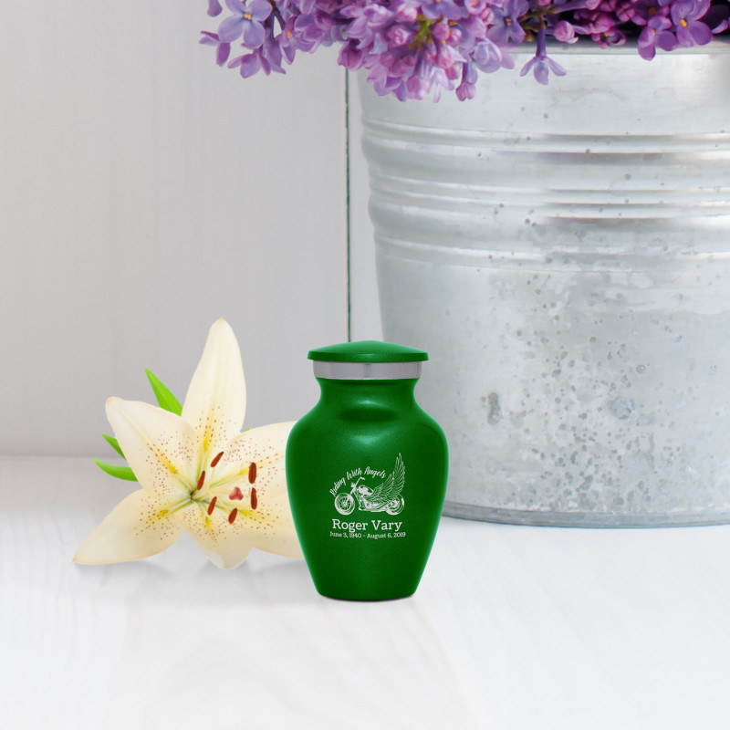 Riding with Angels Motorcycle Keepsake Urn - Shamrock Green
