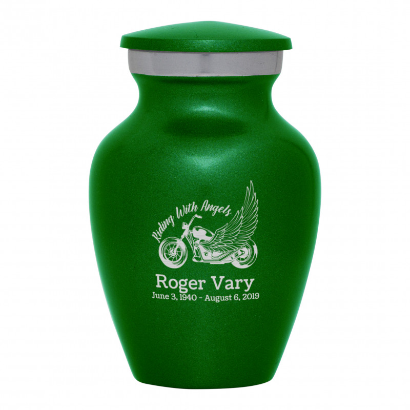 Riding with Angels Motorcycle Keepsake Urn - Shamrock Green
