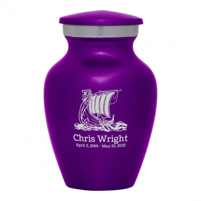 Viking Ship Keepsake Urn - Purple Luster