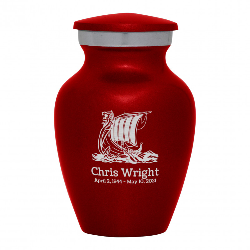Viking Ship Keepsake Urn - Ruby Red