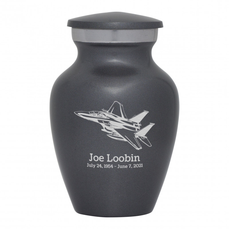 Fighter Jet Plane Keepsake Urn - Gunmetal Gray