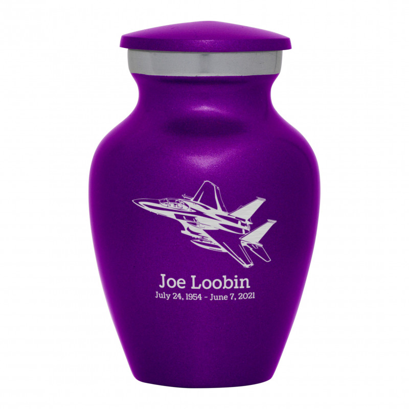 Fighter Jet Plane Keepsake Urn - Purple Luster