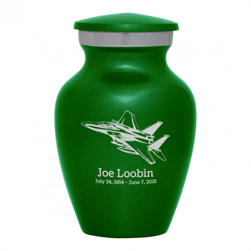 Fighter Jet Plane Keepsake Urn - Shamrock Green