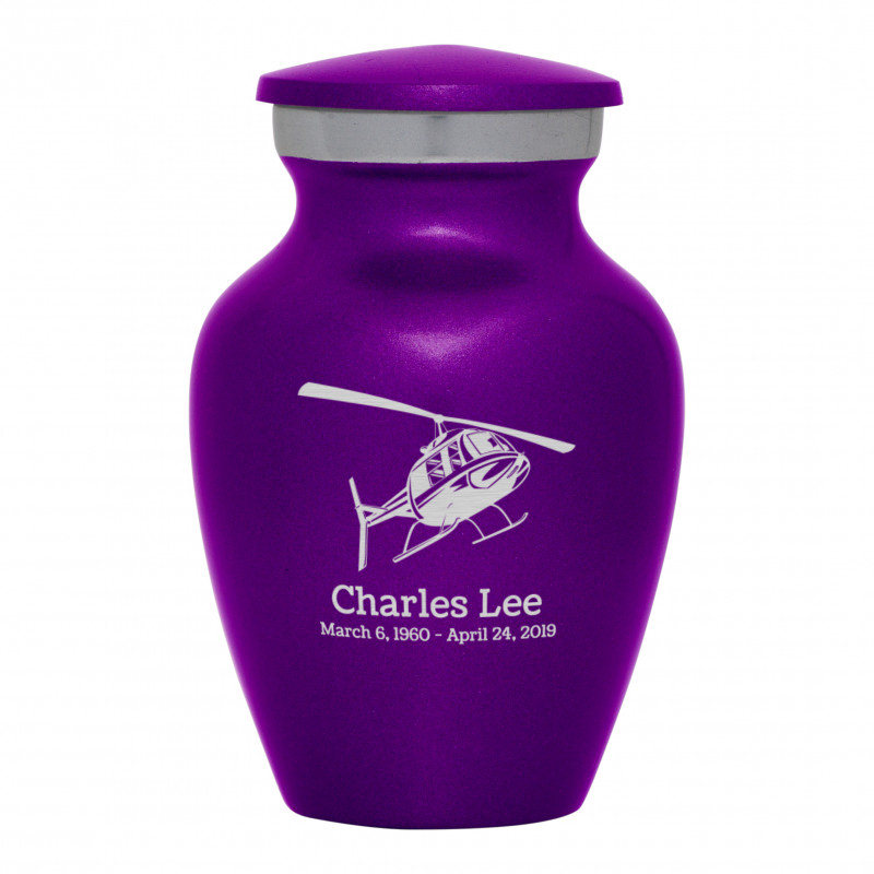 Helicopter Keepsake Urn - Purple Luster