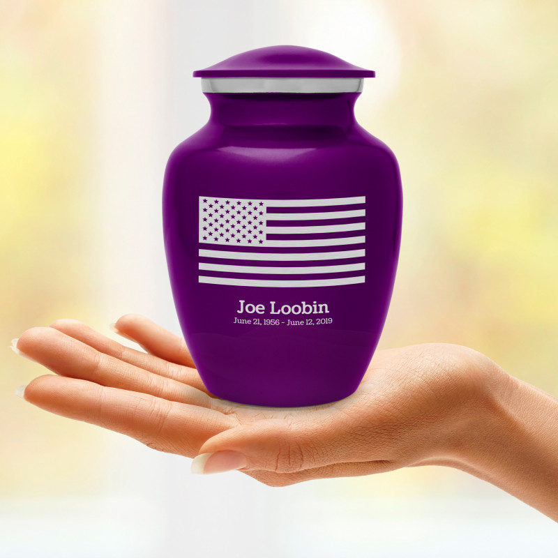 American Flag Sharing Urn - Purple Luster