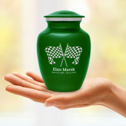Race Checkered Flag Sharing Urn - Shamrock Green