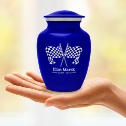 Race Checkered Flag Sharing Urn - Midnight Blue