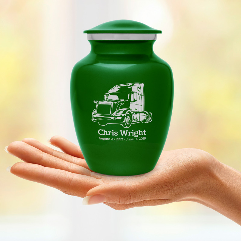 Semi Truck II Sharing Urn - Shamrock Green