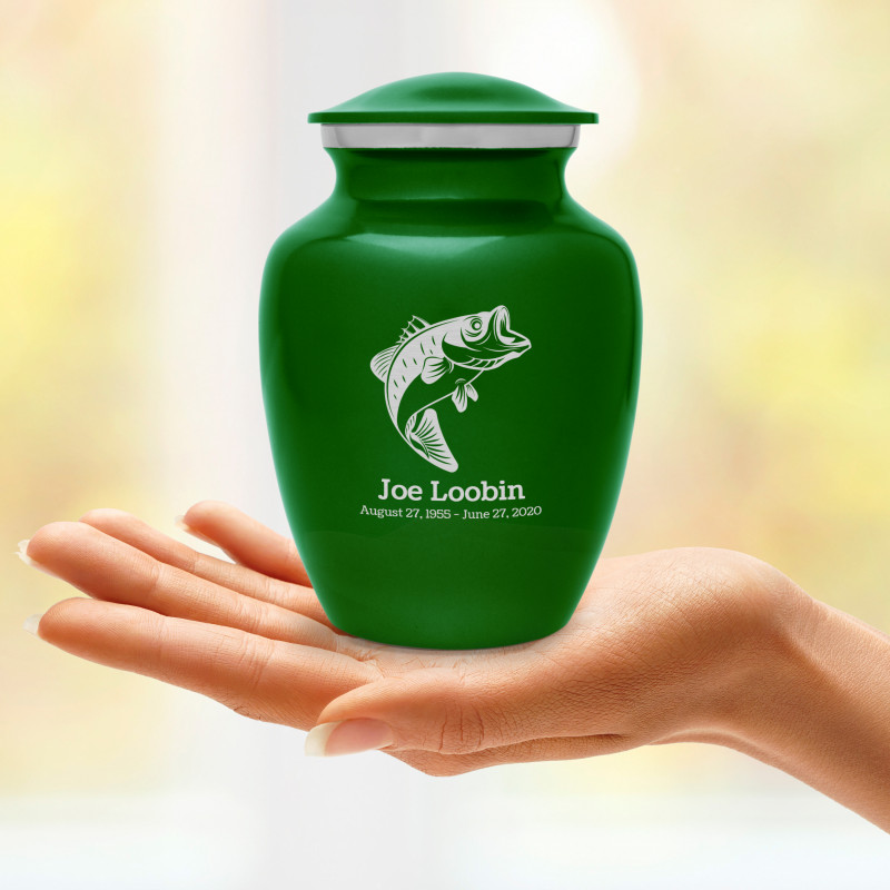 Bass Fishing Sharing Urn - Shamrock Green
