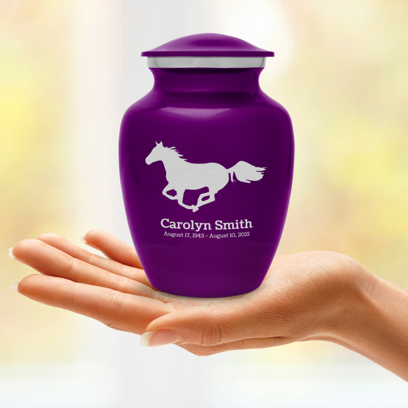 Horse Sharing Urn - Purple Luster