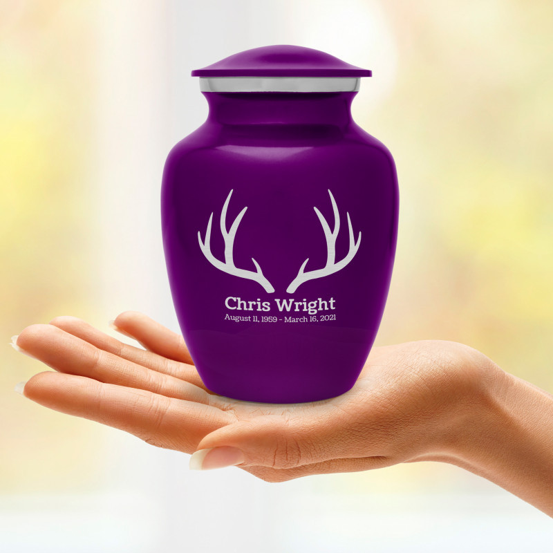 Antlers Sharing Urn - Purple Luster