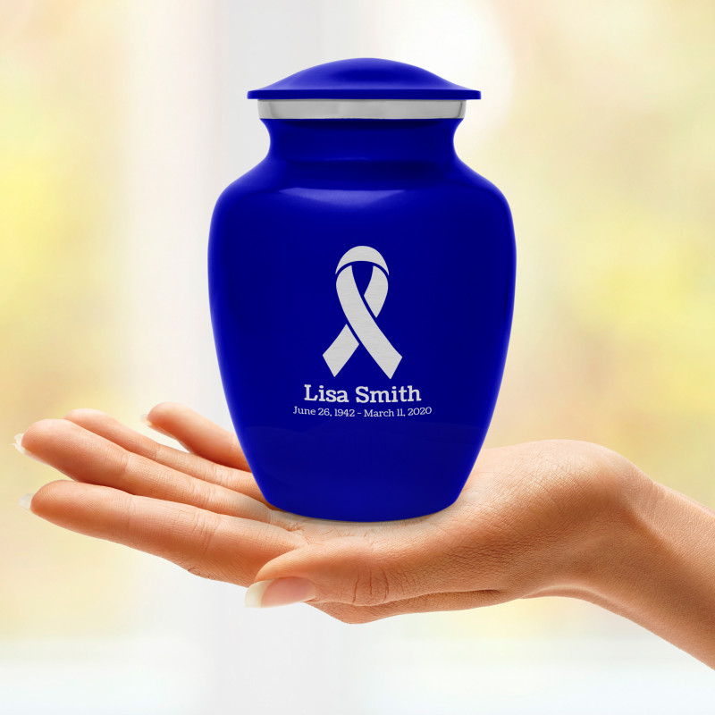 Cancer Ribbon Sharing Urn - Midnight Blue