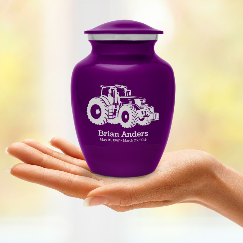 Modern Tractor Sharing Urn - Purple Luster
