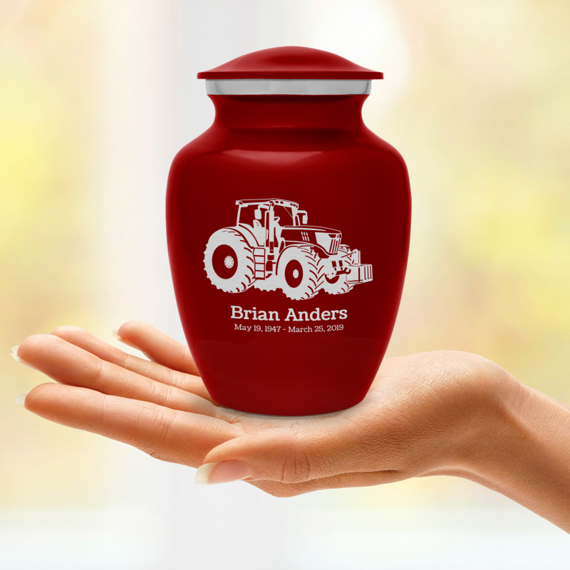 Modern Tractor Sharing Urn - Ruby Red