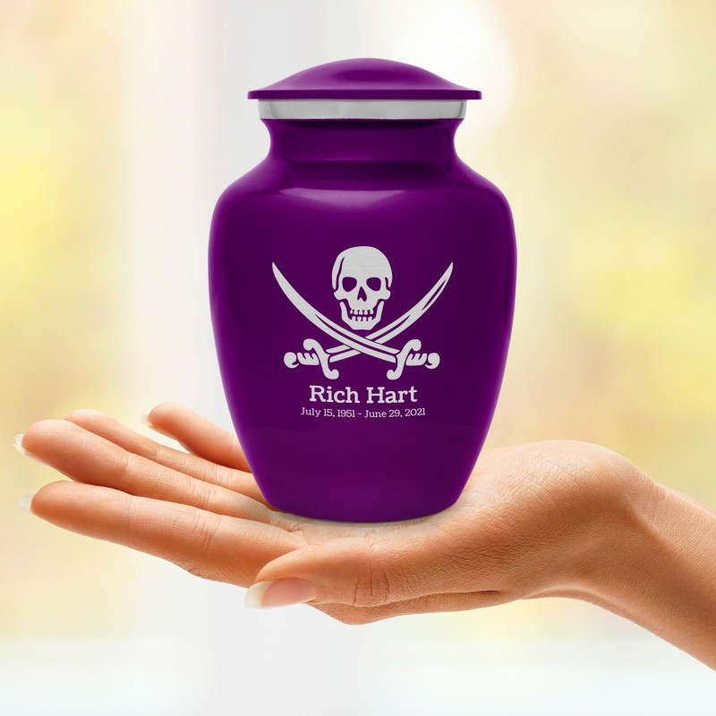 Pirate Skull Sharing Urn - Purple Luster