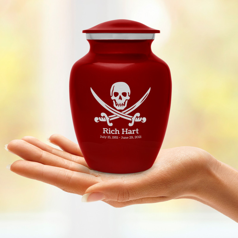 Pirate Skull Sharing Urn - Ruby Red