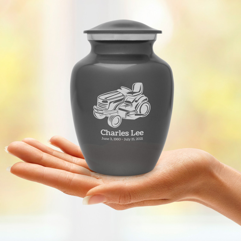 Riding Lawn Mower Sharing Urn - Gunmetal Gray