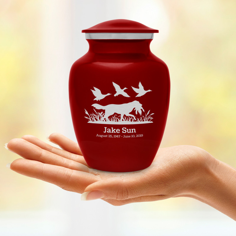 Duck Hunting Dog Sharing Urn - Ruby Red