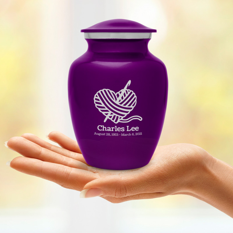 Crochet Heart Sharing Urn - Purple Luster