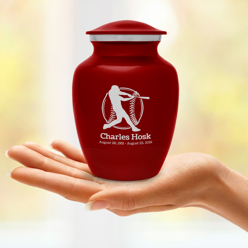 Baseball Sharing Urn - Ruby Red