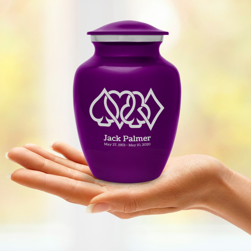 Card Suits Sharing Urn - Purple Luster