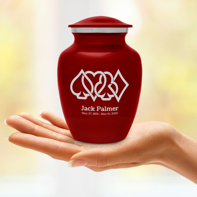 Card Suits Sharing Urn - Ruby Red
