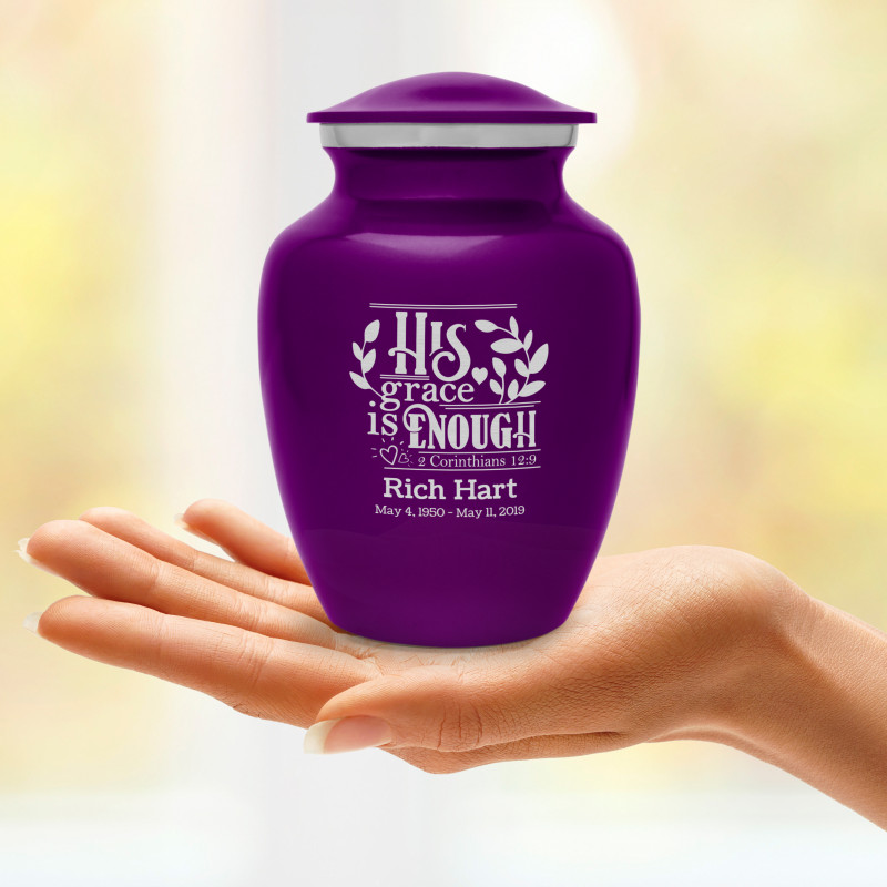 His Grace Is Enough Sharing Urn - Purple Luster