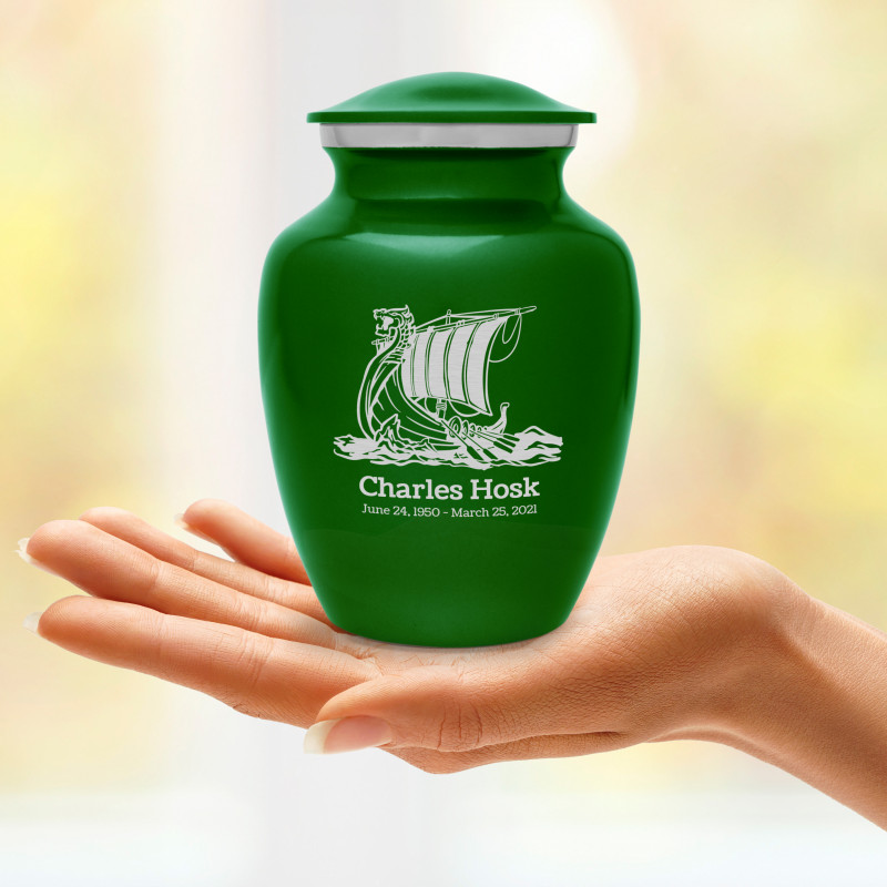 Viking Ship Sharing Urn - Shamrock Green