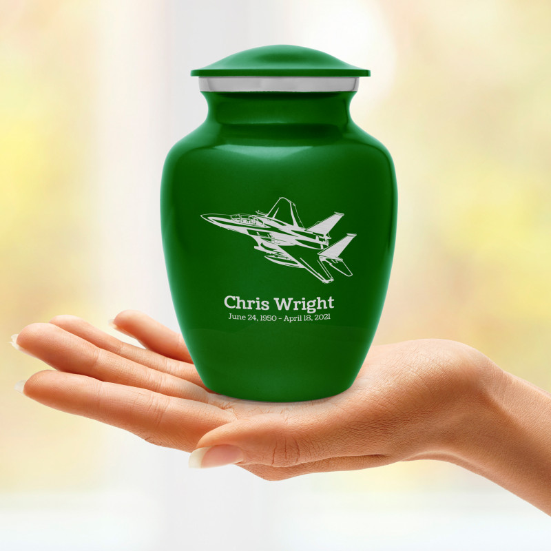 Fighter Jet Plane Sharing Urn - Shamrock Green