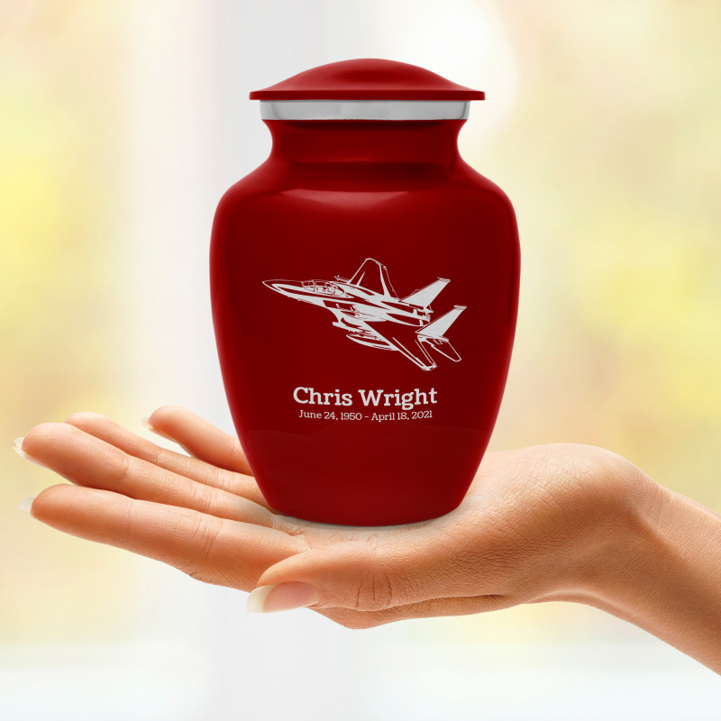Fighter Jet Plane Sharing Urn - Ruby Red