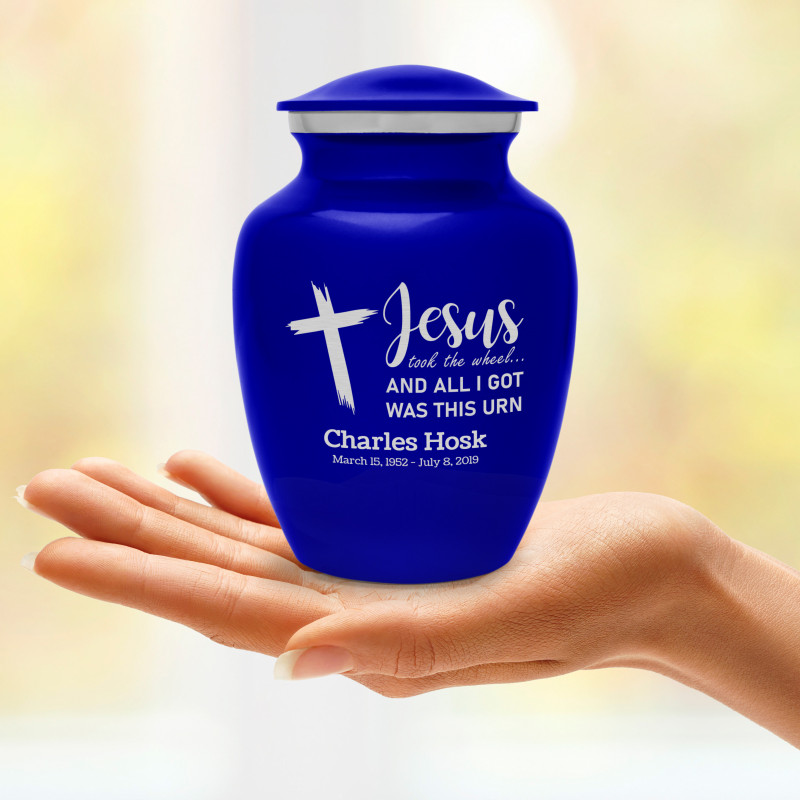 Jesus Took The Wheel Sharing Urn - Midnight Blue