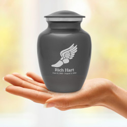 Winged Foot Running Sharing Urn - Gunmetal Gray