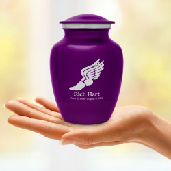 Winged Foot Running Sharing Urn - Purple Luster