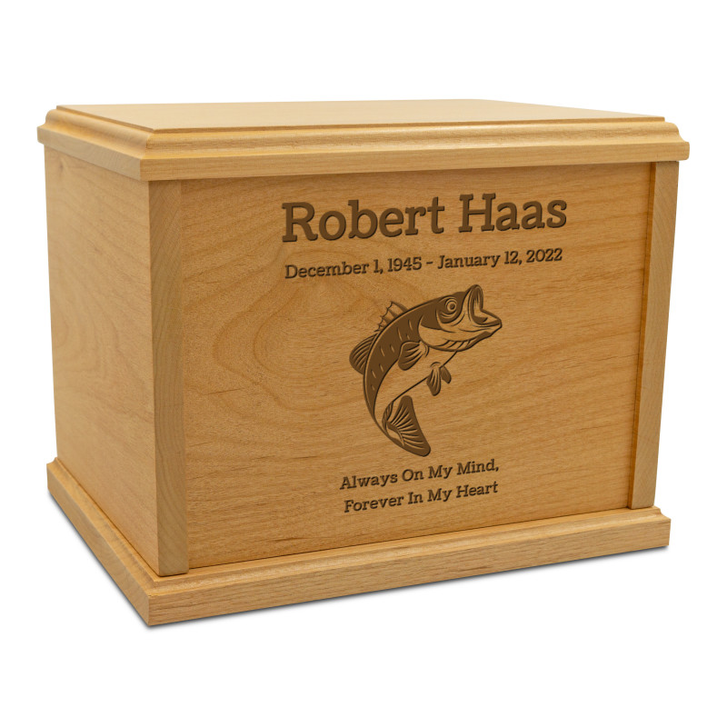 Bass Fishing Cremation Urn - Signature Alder