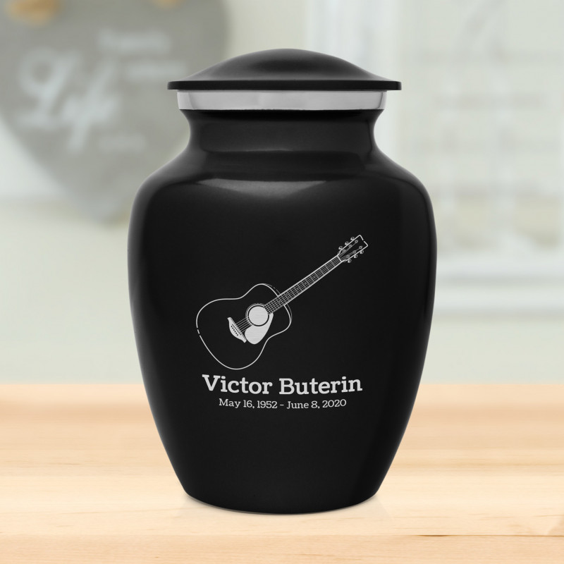 Acoustic Guitar Sharing Urn - Jet Black