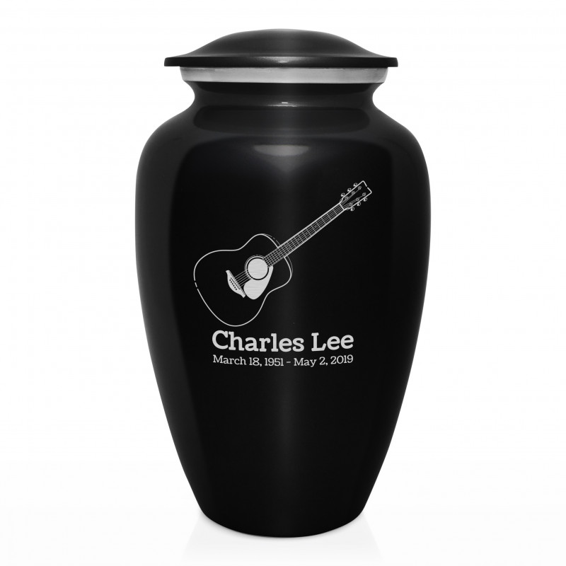 Acoustic Guitar Cremation Urn - Jet Black