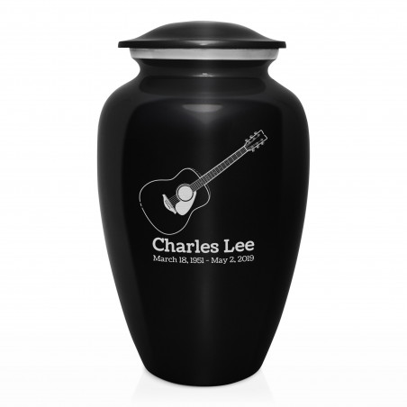 Acoustic Guitar Cremation Urn - Jet Black