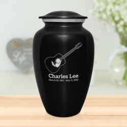 Acoustic Guitar Cremation Urn - Jet Black