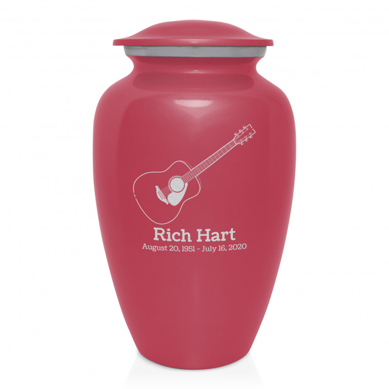 Acoustic Guitar Cremation Urn - Rose Pink