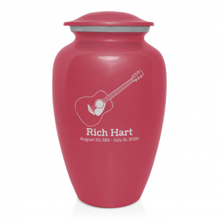 Acoustic Guitar Cremation Urn - Rose Pink