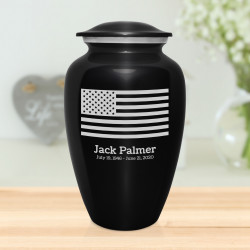 American Flag Cremation Urn - Jet Black