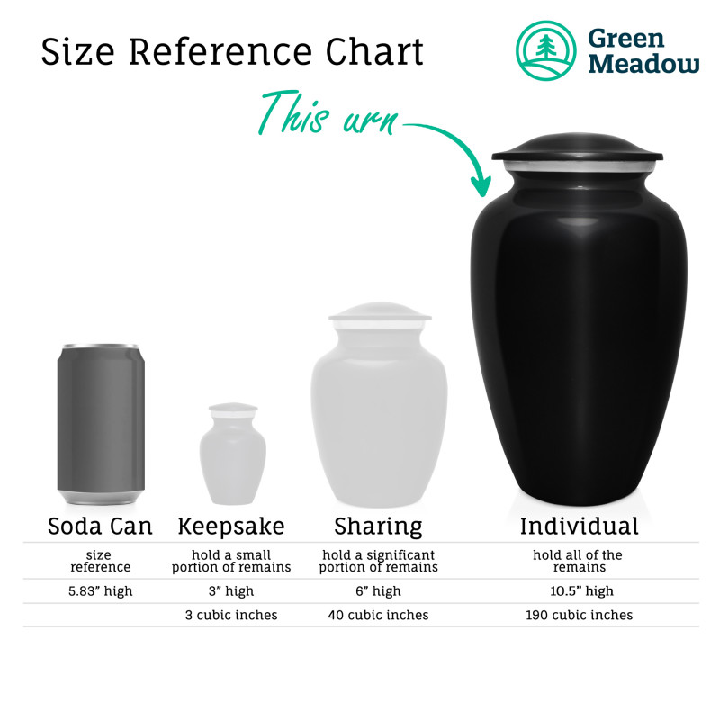 American Flag Cremation Urn - Jet Black