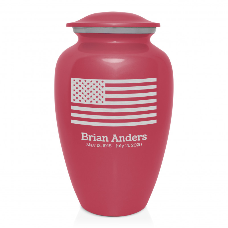 American Flag Cremation Urn - Rose Pink