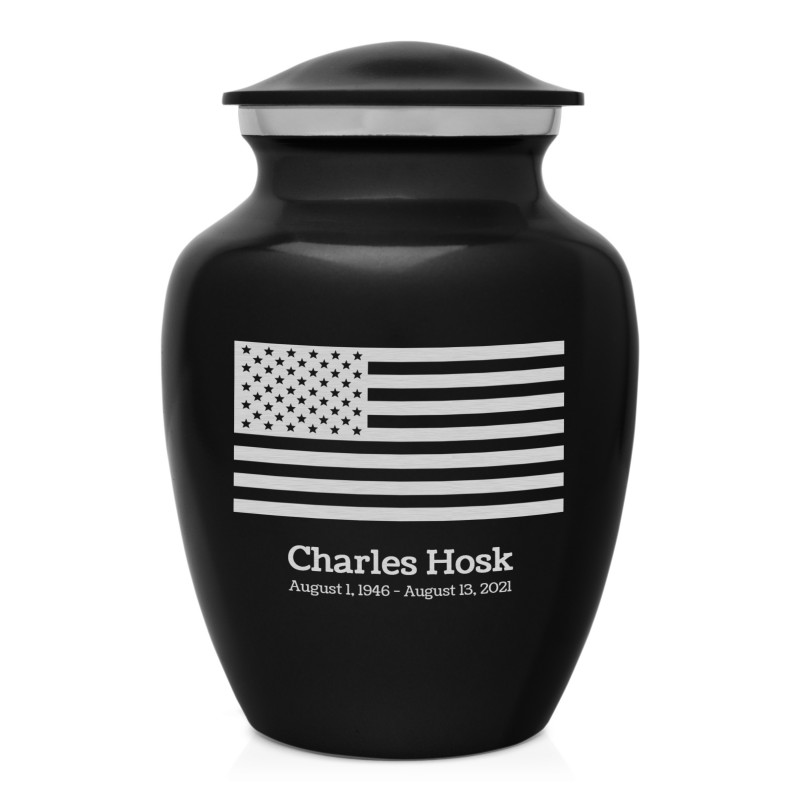 American Flag Sharing Urn - Jet Black