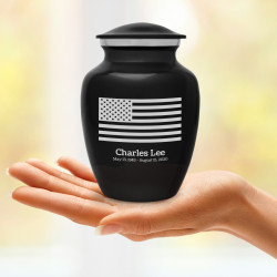 American Flag Sharing Urn - Jet Black