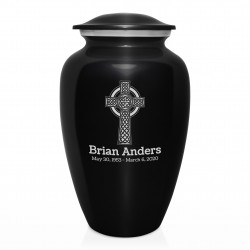 Celtic Cross Cremation Urn - Jet Black