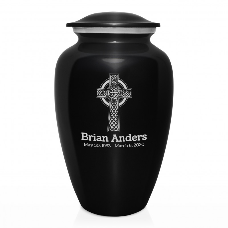 Celtic Cross Cremation Urn - Jet Black