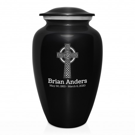 Celtic Cross Cremation Urn - Jet Black