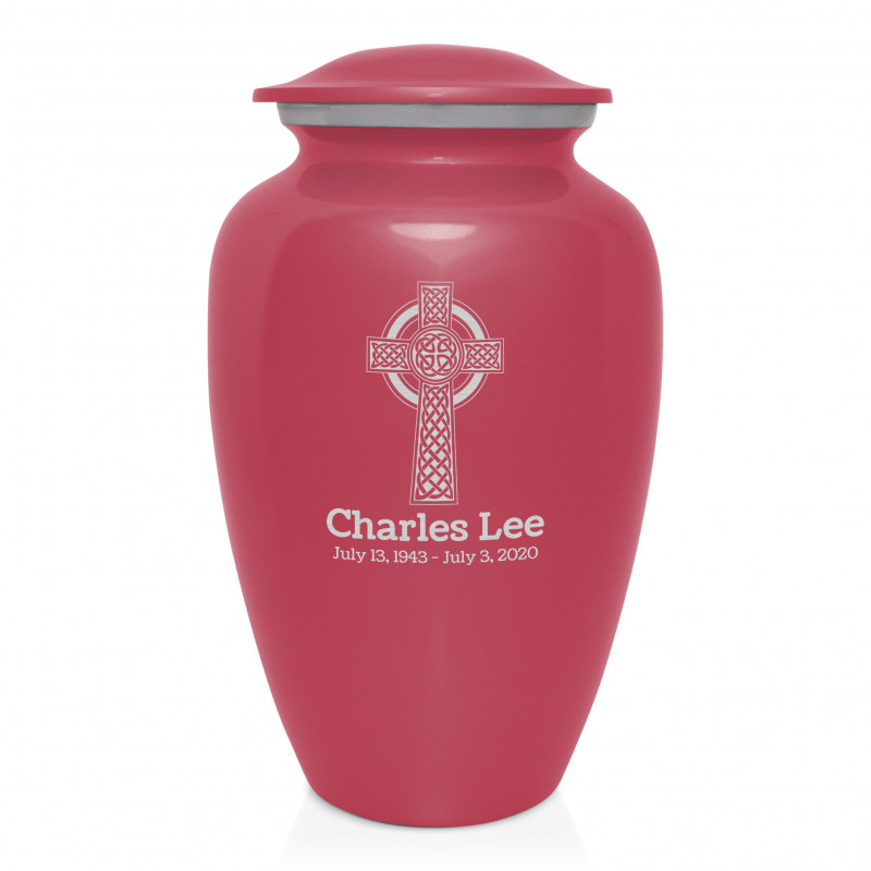 Celtic Cross Cremation Urn - Rose Pink
