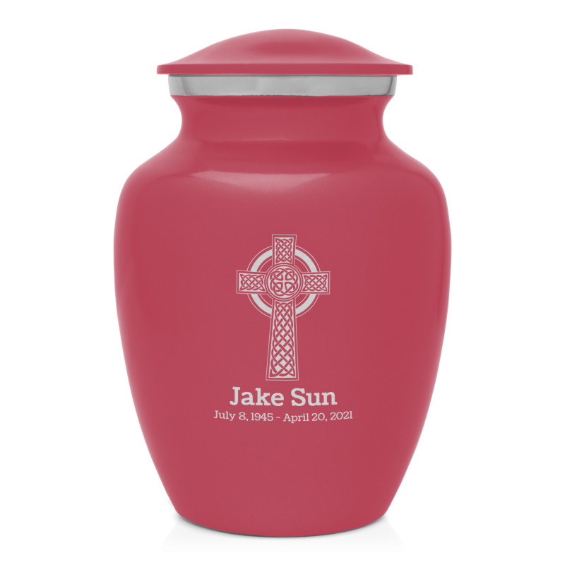 Celtic Cross Sharing Urn - Rose Pink